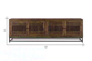 Meuble TV 4 portes en acacia - 200 x 65 x 45 cm