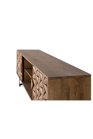 Meuble TV 2 portes en bois de manguier - 147 x 57 x 38 cm