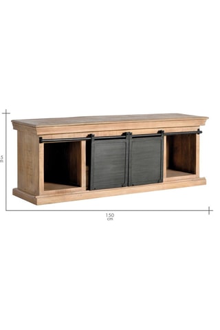 Meuble TV 2 portes en bois de manguier - 150 x 55 x 40 cm
