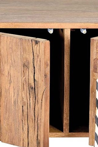 Meuble TV 2 portes - Naturel et blanc