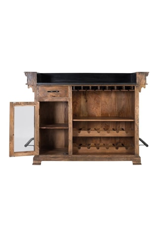 Meuble bar en bois de manguier et granit - 110 x 150 x 62 cm