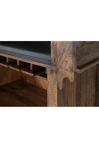 Meuble bar en bois de manguier et granit - 110 x 150 x 62 cm