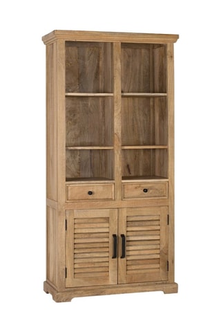 Bibliothèque 2 portes en bois de manguier - 90 x 180 x 40 cm