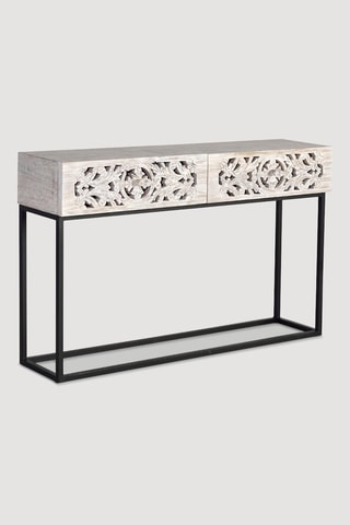 Console 2 tiroirs - Ecru et noir