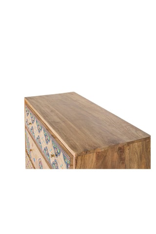 Commode 3 tiroirs en bois de manguier - 91 x 82 x 40 cm