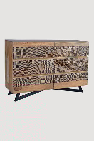 Commode 6 tiroirs en acacia - 125 x 86 x 40 cm