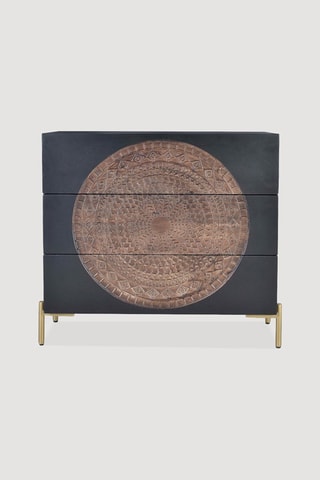 Commode 3 tiroirs en bois de manguier - 95 x 90 x 40 cm