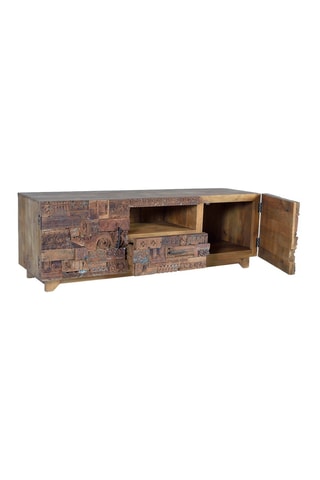 Buffet 2 portes en bois de manguier et bois - 180 x 60 x 50 cm