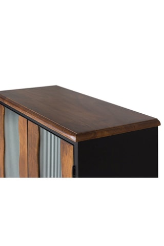 Buffet 2 portes en bois de manguier - 87 x 90 x 37 cm