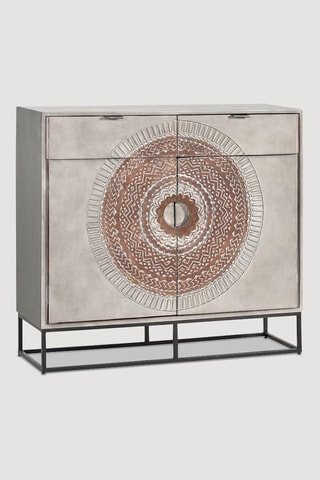 Buffet 2 portes - Gris clair et marron