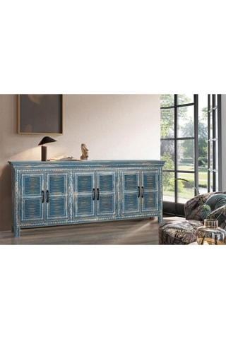 Buffet 6 portes en bois de manguier - 184 x 76 x 36 cm