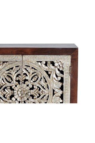 Buffet 2 portes en bois de manguier - 80 x 35 x 80 cm