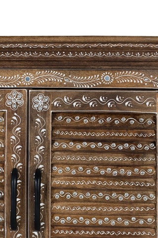 Buffet 4 portes en bois de manguier - 152 x 78 x 36 cm