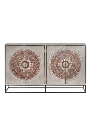 Buffet 2 portes - Gris clair et marron