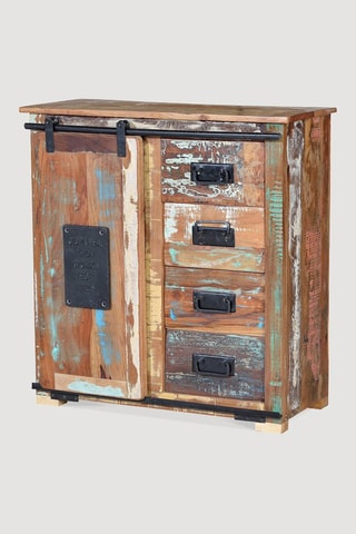 Buffet 1 porte - Naturel et noir