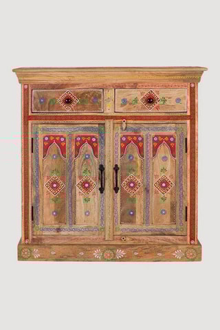 Buffet 2 portes et 2 tiroirs en bois de manguier - 90 x 90 x 38 cm