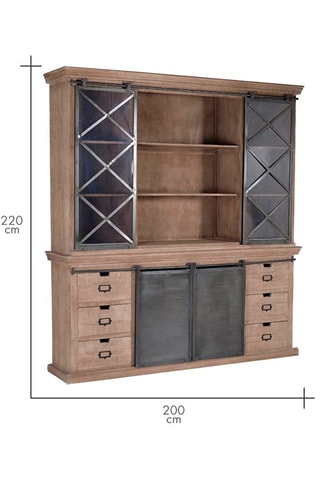 Buffet 4 portes en bois de manguier - 200 x 220 x 45 cm