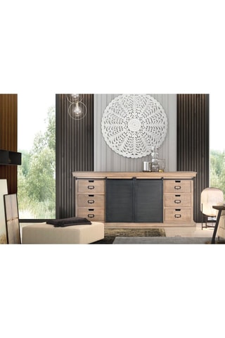 Buffet 2 portes en bois de manguier - 190 x 40 x 85 cm