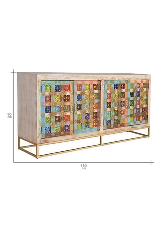 Buffet 4 portes en bois de manguier - 180 x 40 x 90 cm