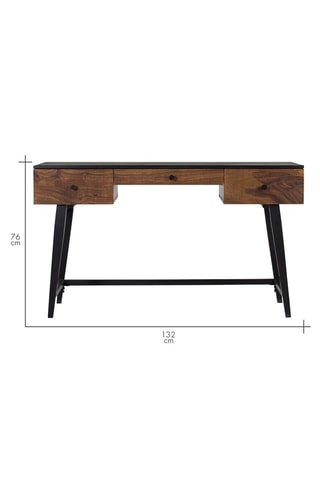 Bureau en bois de palissandre et bois de manguier - 76 x 132 x 50 cm