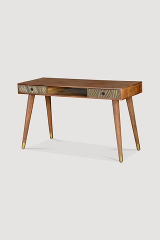 Bureau 2 tiroirs Naturel et doré