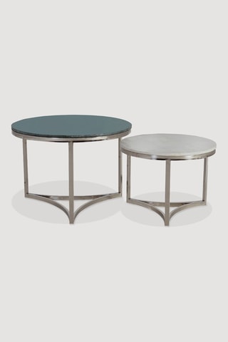 2 tables basses en marbre - 56 x 56 x 57 cm / 50 x 50 x 46 cm