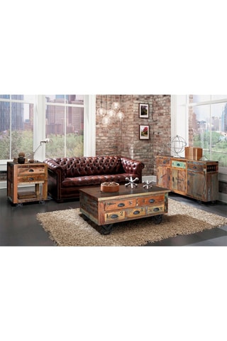 Table basse 2 abattants en bois recyclé - 90 x 40 x 90 cm