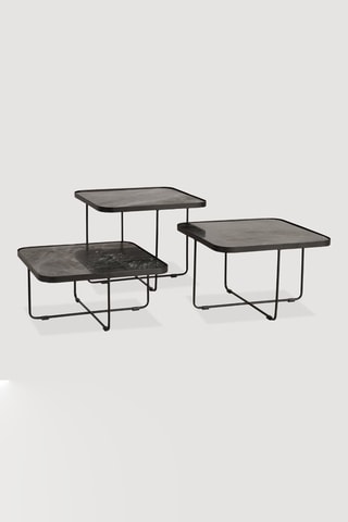3 tables basses en marbre - 60 x 28/38/48 x 60 cm