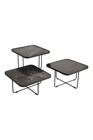 3 tables basses en marbre - 60 x 28/38/48 x 60 cm