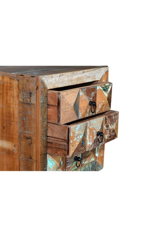 Table d'appoint 3 tiroirs en bois recyclé - 50 x 40 x 60 cm