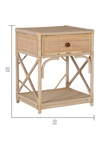 Table de chevet en rotin - 50 x 60 x 40 cm