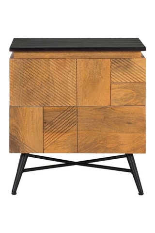 Table de chevet 2 tiroirs en bois recyclé - 50 x 55 x 40 cm