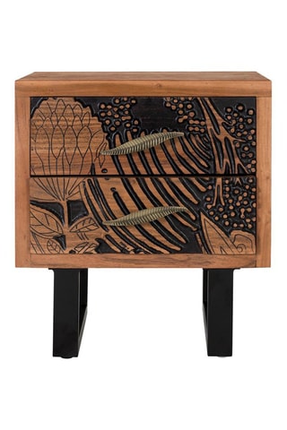 Table de chevet 2 tiroirs en acacia - 56 x 50 x 50 cm