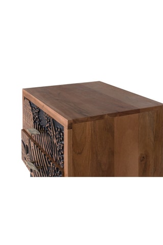 Table de chevet 2 tiroirs en acacia - 56 x 50 x 50 cm