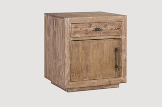 Table de chevet 1 porte en bois recyclé - 50 x 55 x 40 cm