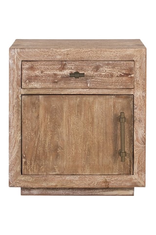 Table de chevet 1 porte en bois recyclé - 50 x 55 x 40 cm