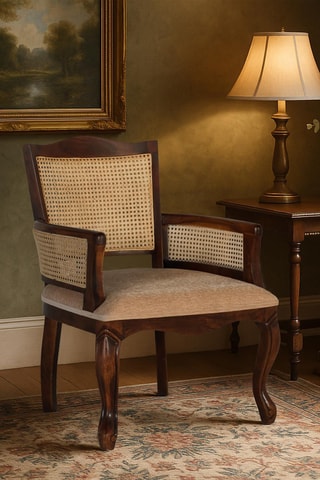 Fauteuil - Naturel et beige - En tissu