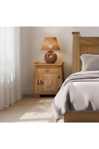 Table de chevet 1 porte en teck - 54 x 60 x 37 cm