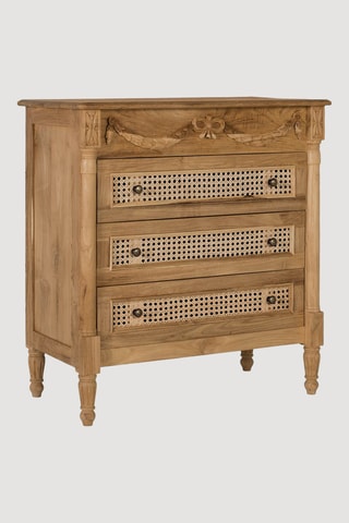 Commode 3 tiroirs en teck - 80 x 85 x 40 cm