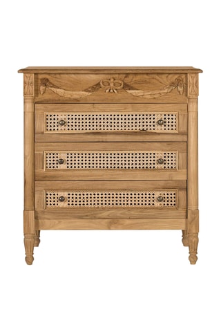 Commode 3 tiroirs en teck - 80 x 85 x 40 cm