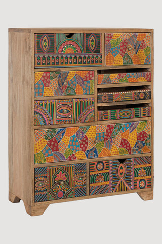 Commode 10 tiroirs en manguier - 70 x 90 x 30 cm