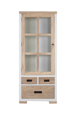Vitrine 1 porte en bois de mindi - 75 x 180 x 40 cm