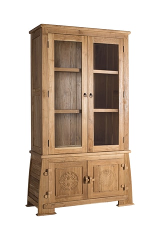Vitrine 4 portes en teck - 109 x 186 x 42 cm