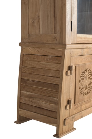 Vitrine 4 portes en teck - 109 x 186 x 42 cm