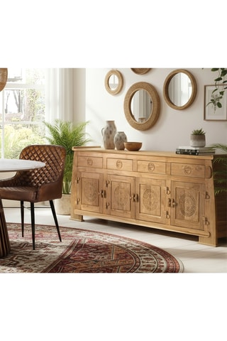 Buffet 4 portes en teck - 202 x 78 x 38 cm