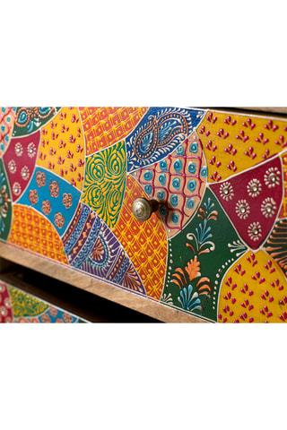 Commode 14 tiroirs en manguier - 120 x 91 x 40 cm