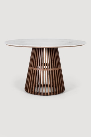 Table en manguier, marbre et bois - 120 x 75 x 120 cm