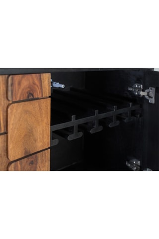 Meuble de bar 4 portes en manguier et bois de sheesam - 108 x 129 x 40 cm