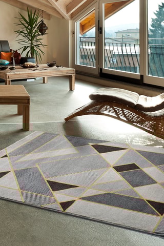 Alfombra Leo - Gris y amarillo