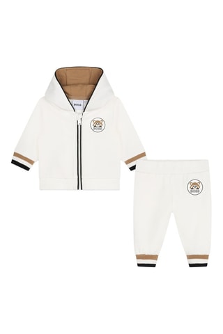 Felpa con cappuccio e pantaloni in cotone bio - Bianco - Boss